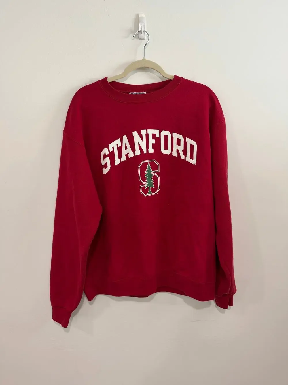 Champion Standford University Red Green Pine Crewneck Sweatshirt Size L